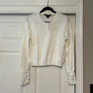 White French Connection Sweater with Floral Sleeves